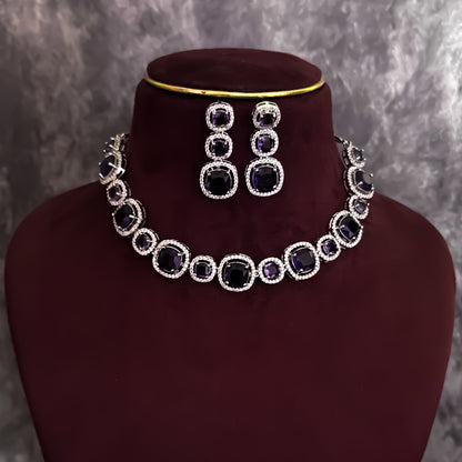 Rhea AD Necklace Set - Purple