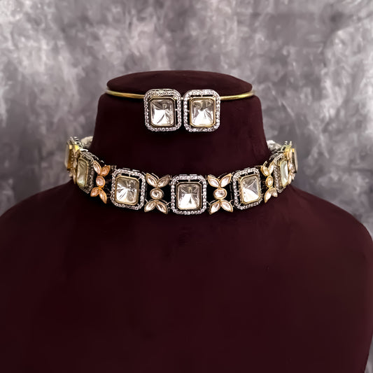 Soma Square Uncut AD Polki Choker Necklace Set