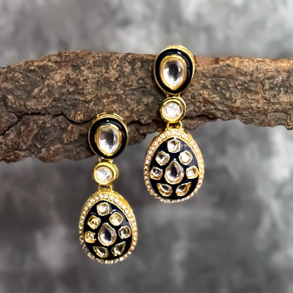 Kismat Kundan Earrings - Black