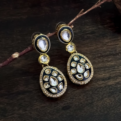 Kismat Kundan Earrings - Black