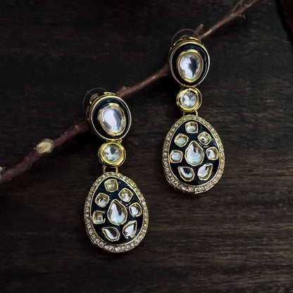 Kismat Kundan Earrings - Black