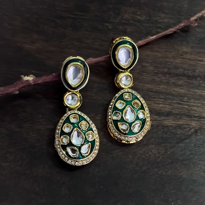 Kismat Kundan Earrings - Green