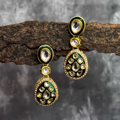Kismat Kundan Earrings - Green