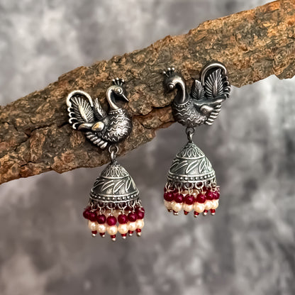 Mayuri Sla Jhumka - Red