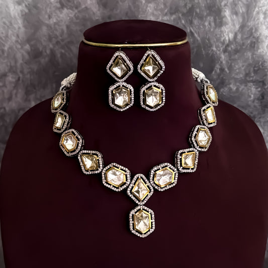 Uni Uncut Polki AD Necklace Set