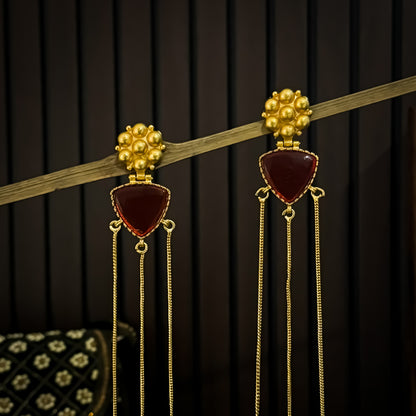 Pritika Kashmiri Brass Dejhoor Jhumka Ghungroo Earrings - Maroon