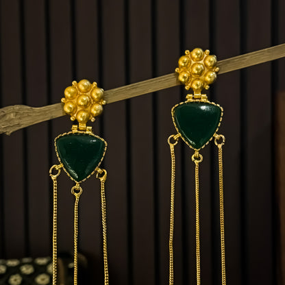 Pritika Kashmiri Brass Dejhoor Jhumka Ghungroo Earrings - Green
