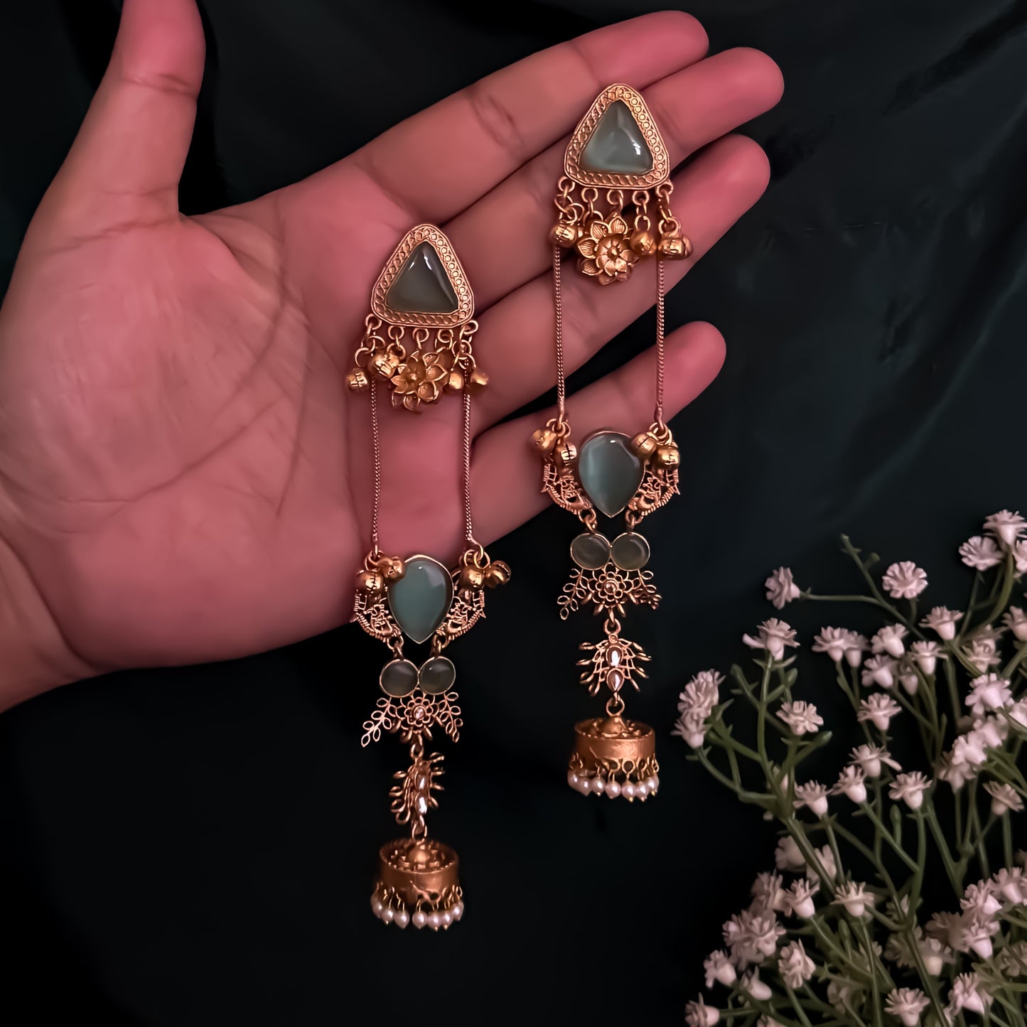 Vidushi Kashmiri Brass Dejhoor Ghungroo Jhumka Earrings