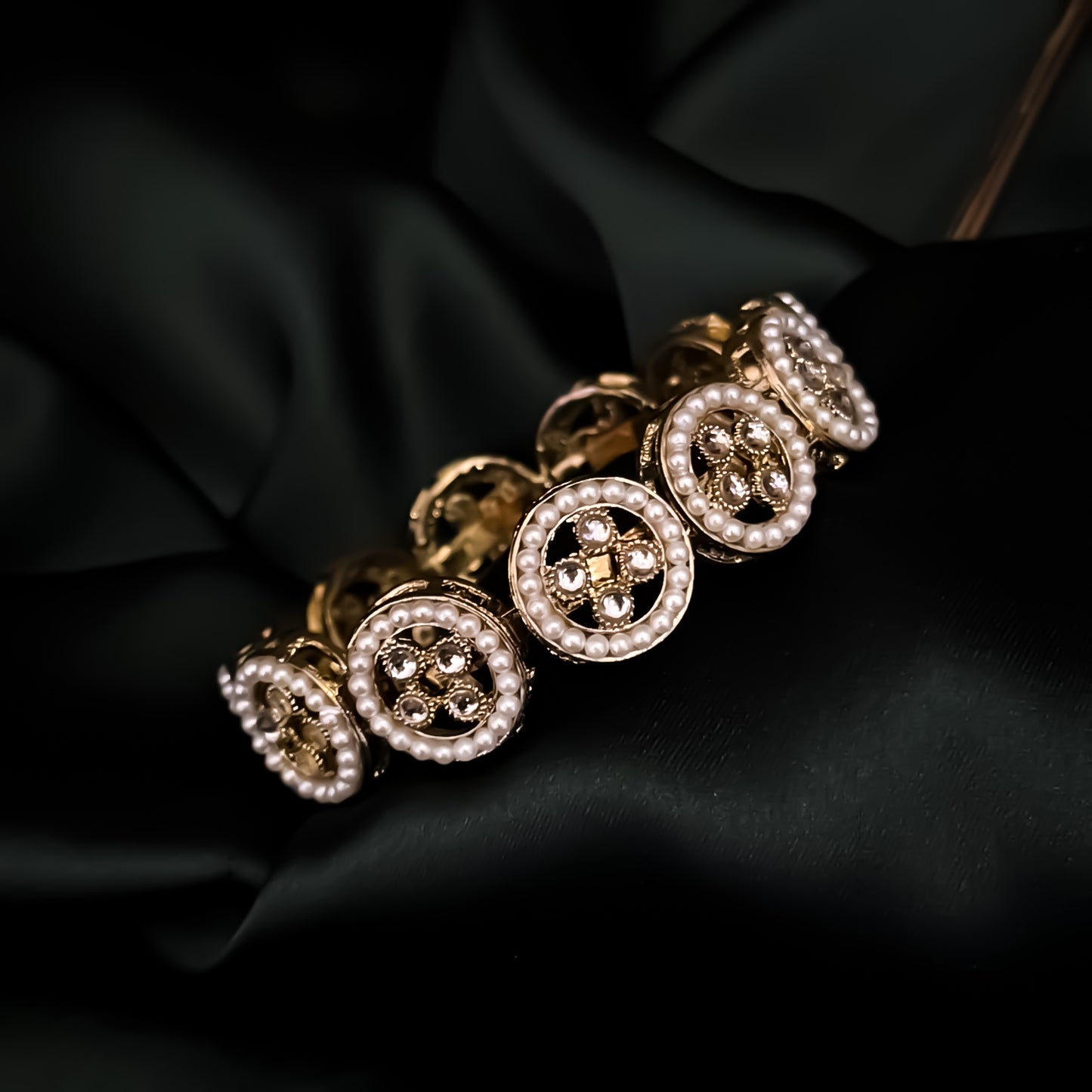Pia Jadau Openable Bracelet/Kada - Golden