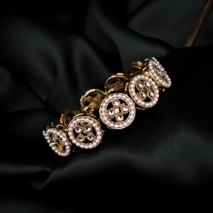 Pia Jadau Openable Bracelet/Kada - Golden