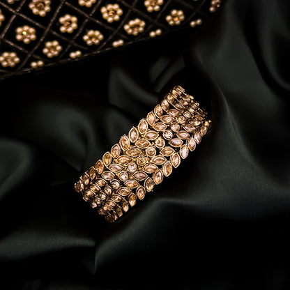 Seher Reverse AD Openable Bracelet/Kada - Golden