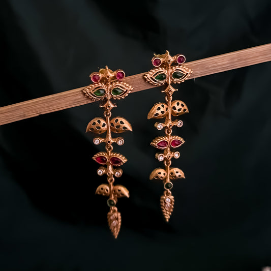 Dhara Kashmiri Brass Earrings - Pink & Green