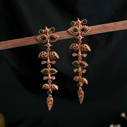Dhara Kashmiri Brass Earrings - Green