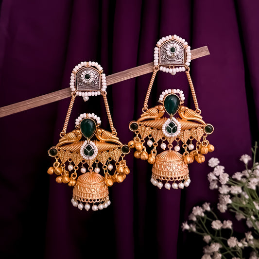 Kinjal Premium Kashmiri Brass Ghungroo Chandbali Earrings