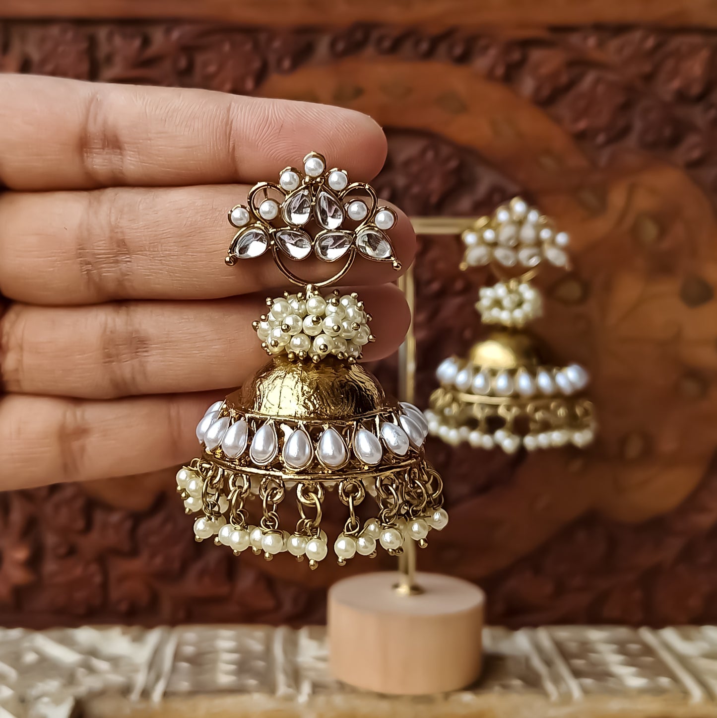 Sehra Statement Golden Jhumka Earrings