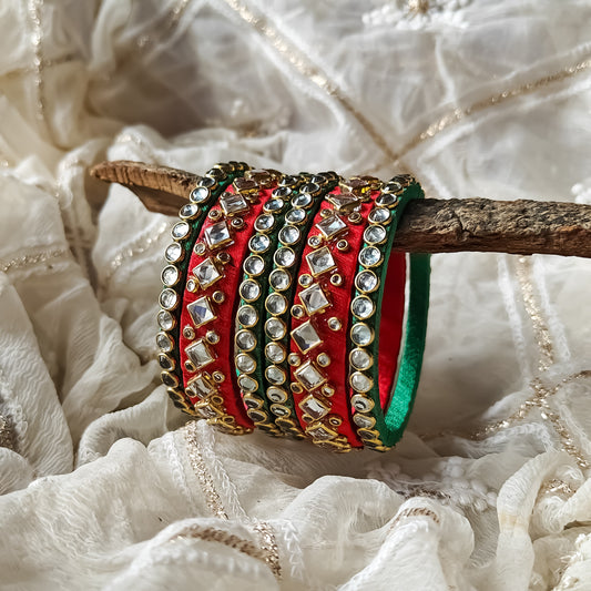 Silk Thread Bangles (Set of 6)