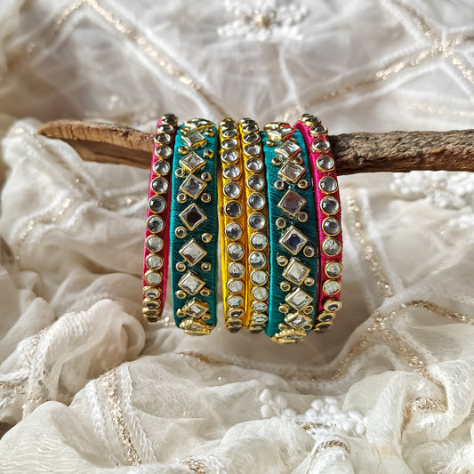 Silk Thread Bangles (Set of 6)