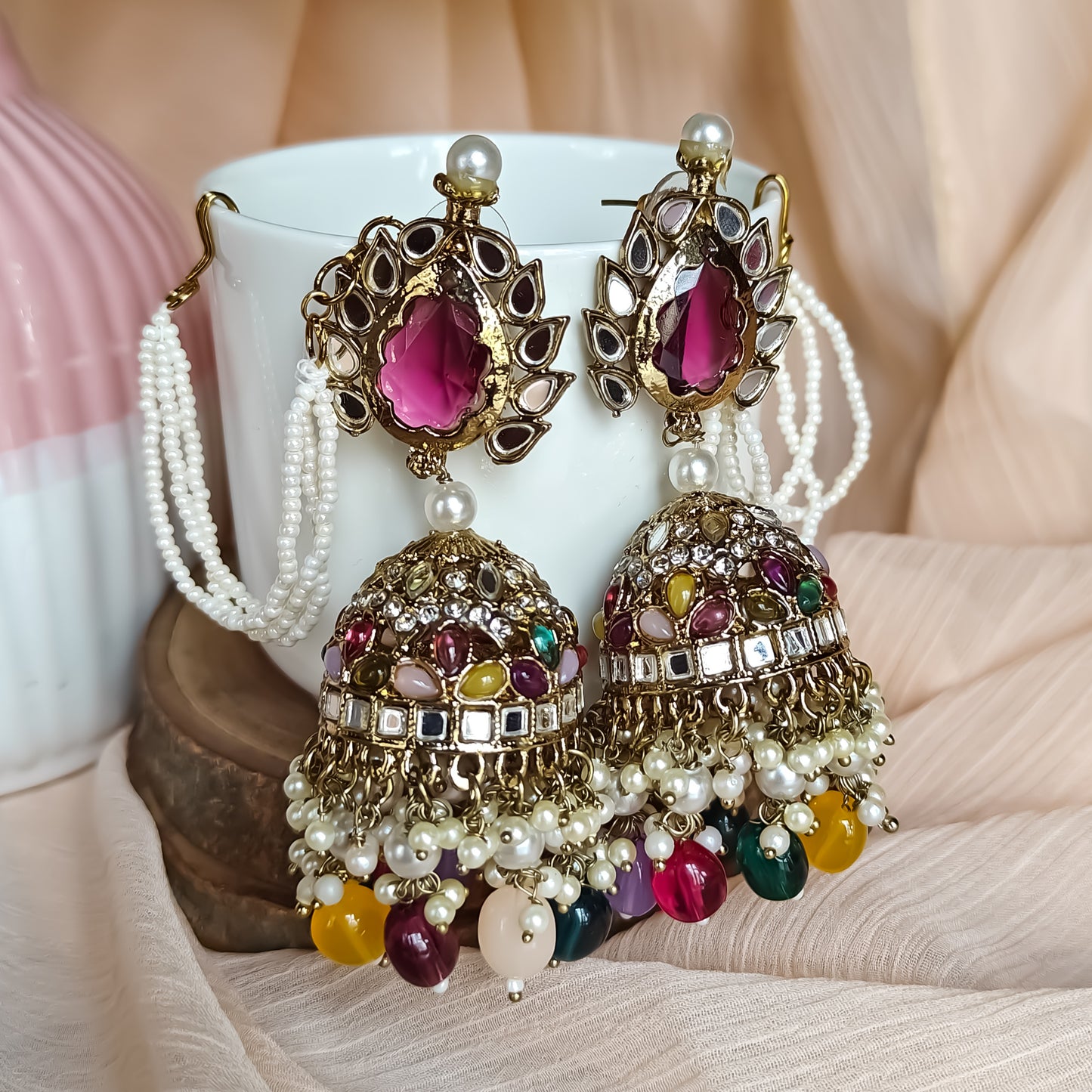 Shagun Jhumka Earrings  - Multi