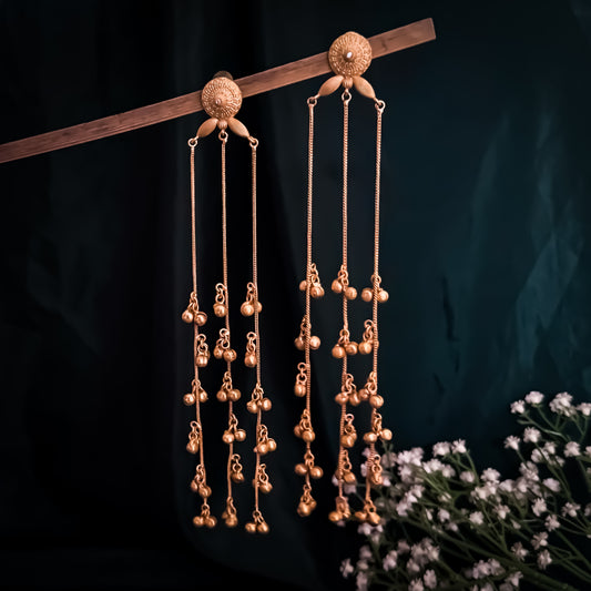 Shivanya Premium Kashmiri Brass Dejhoor Ghungroo Jhumka Earrings - Golden