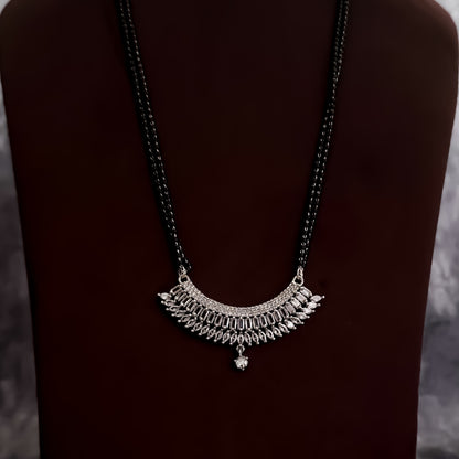Anastasia Double Layered Silver American Diamond Mangalsutra with Earrings