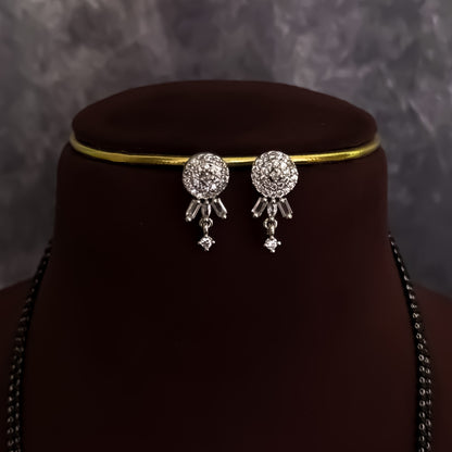 Anastasia Double Layered Silver American Diamond Mangalsutra with Earrings