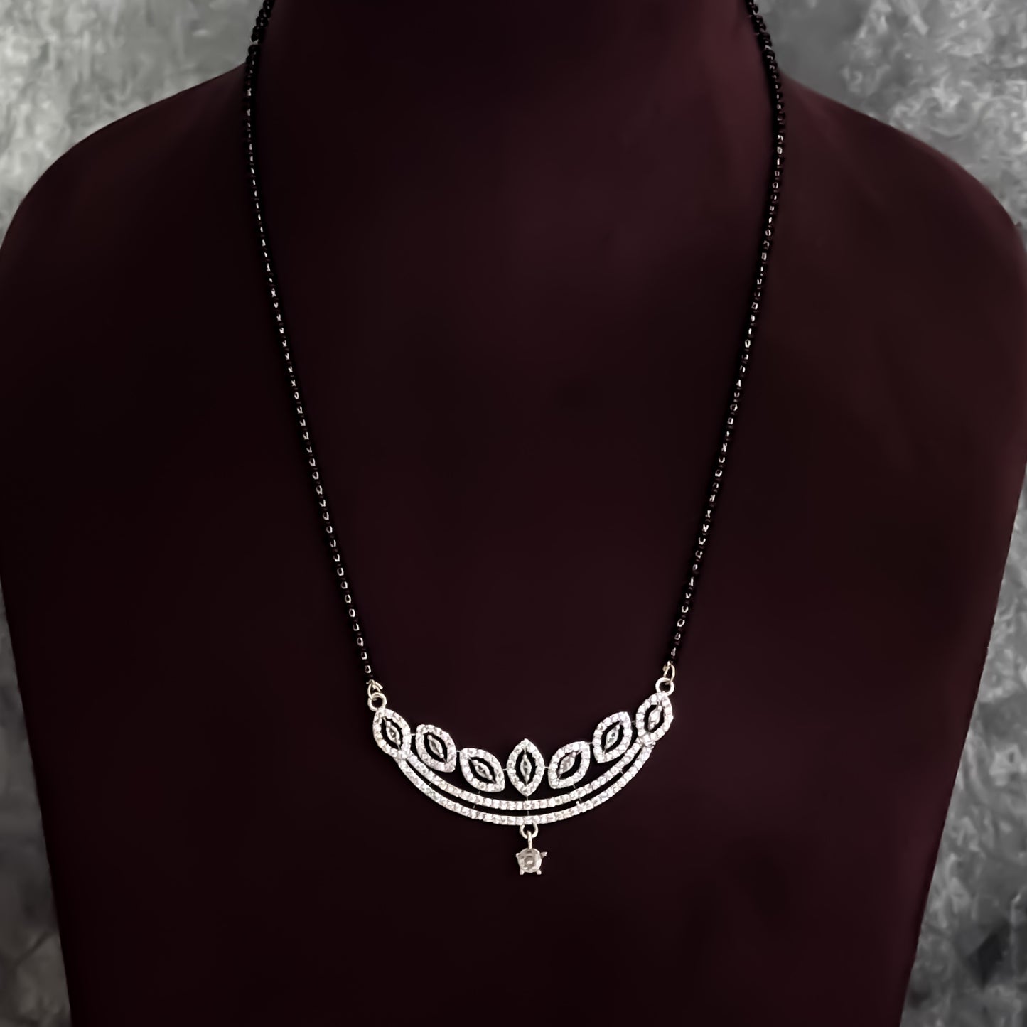 Prisha Silver American Diamond Mangalsutra with Earrings