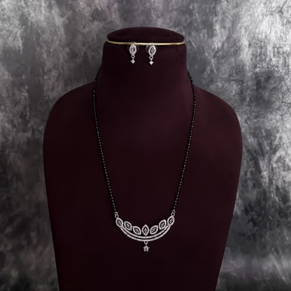 Prisha Silver American Diamond Mangalsutra with Earrings