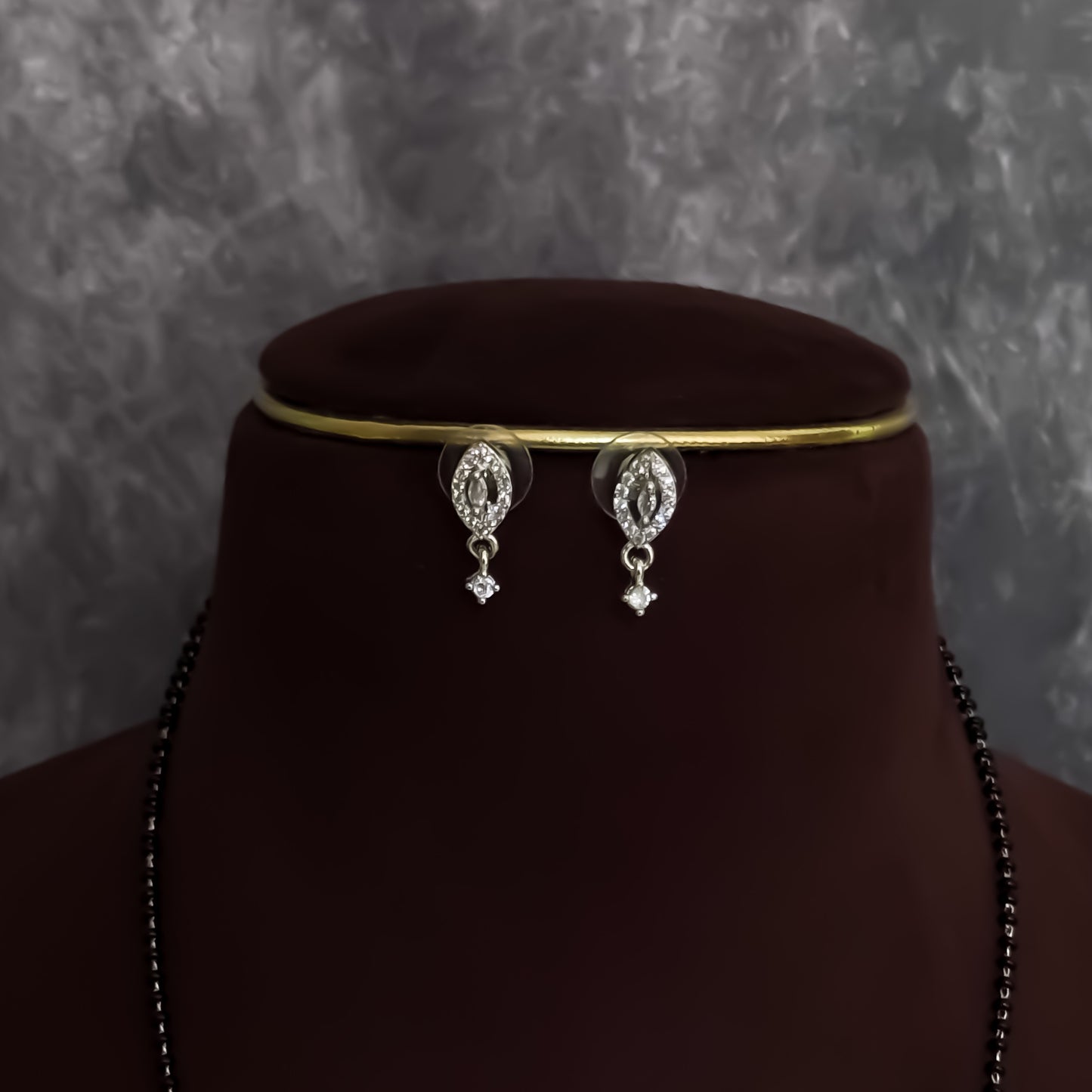 Prisha Silver American Diamond Mangalsutra with Earrings