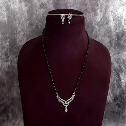 Veronica Silver American Diamond Mangalsutra with Earrings