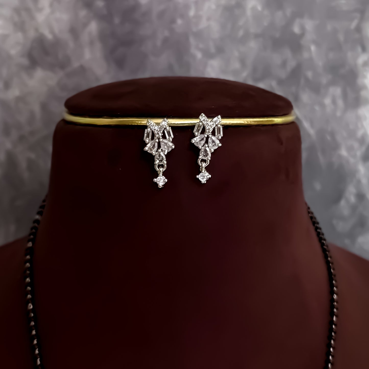 Veronica Silver American Diamond Mangalsutra with Earrings