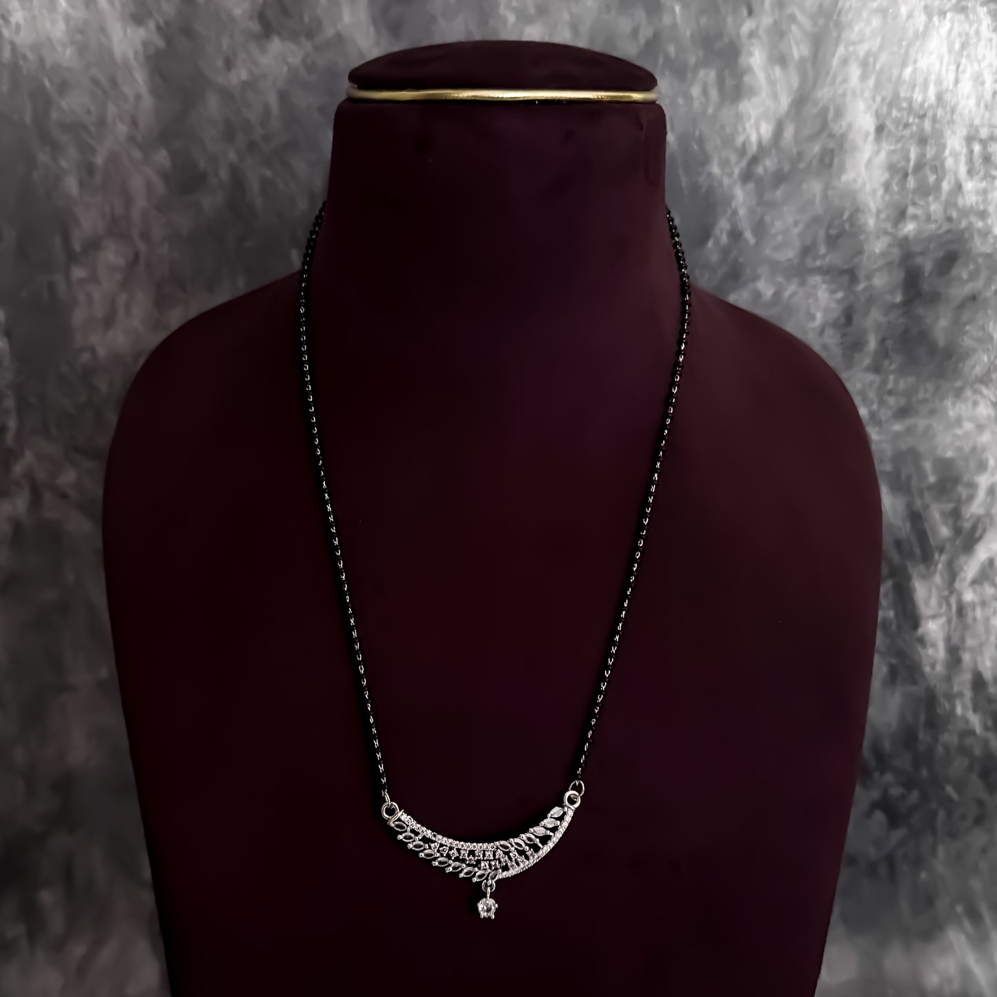 Adelina Silver American Diamond Mangalsutra with Earrings