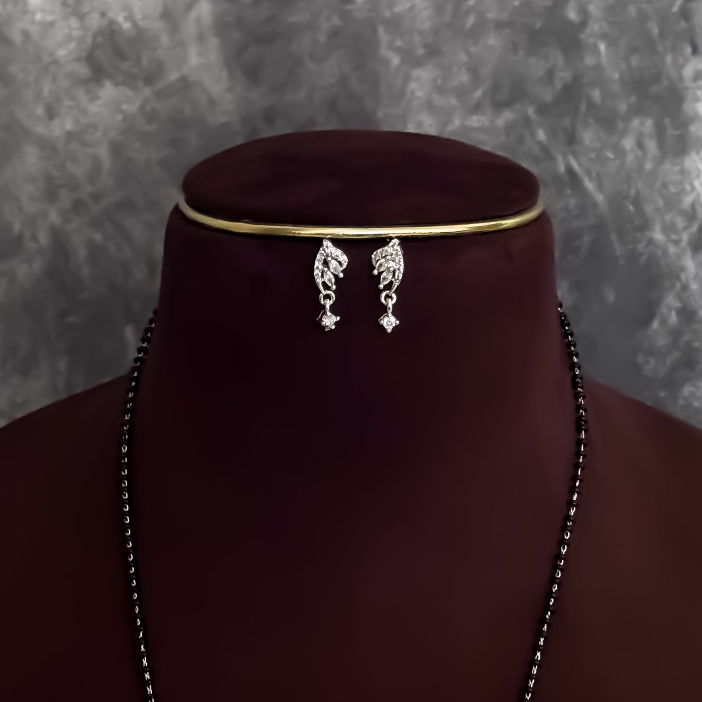 Adelina Silver American Diamond Mangalsutra with Earrings