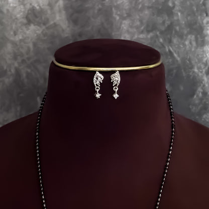 Adelina Silver American Diamond Mangalsutra with Earrings