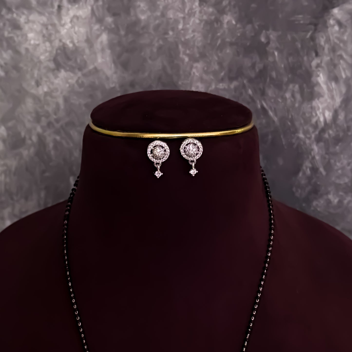 Gizelle Silver American Diamond Mangalsutra with Earrings