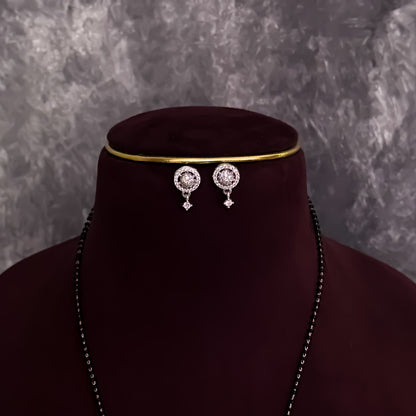 Gizelle Silver American Diamond Mangalsutra with Earrings