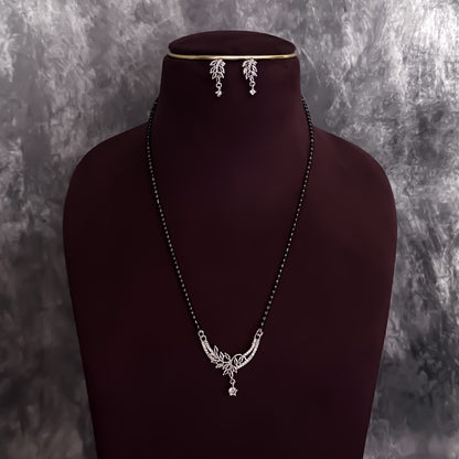 Eva Silver American Diamond Mangalsutra with Earrings