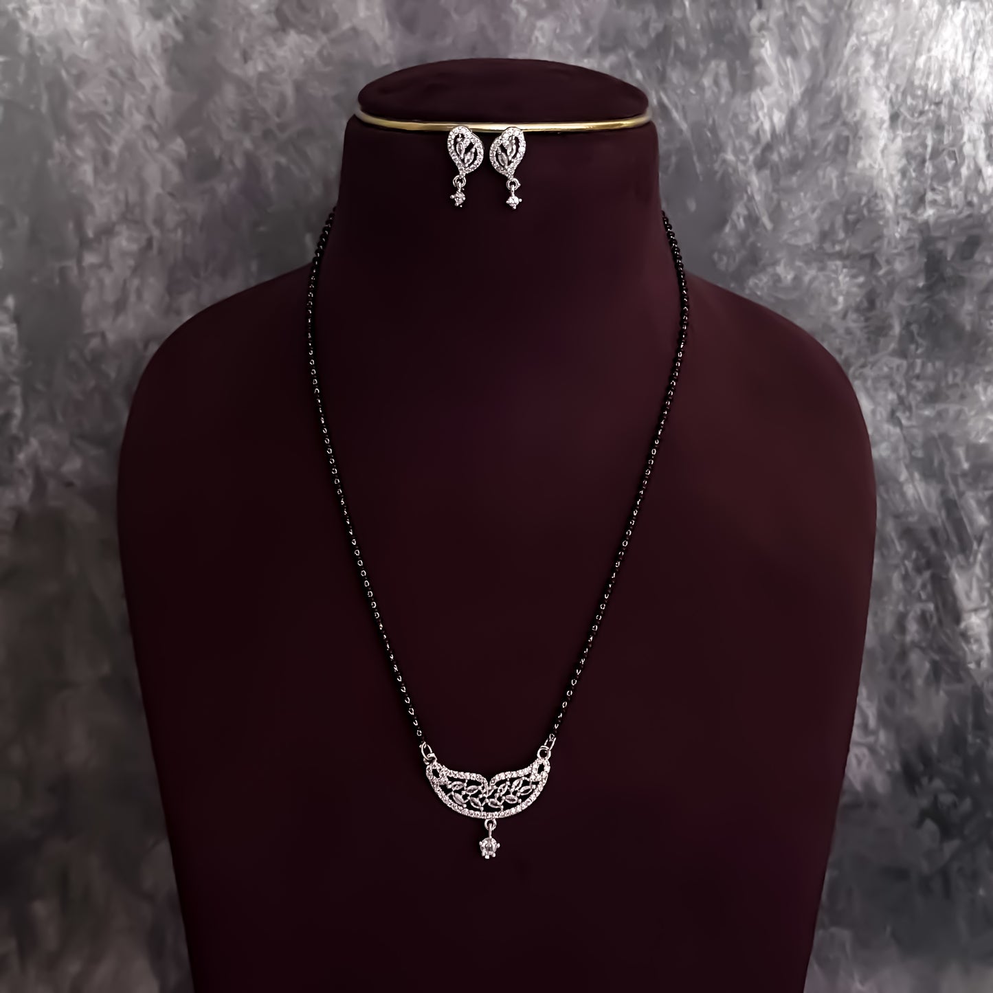 Giana Silver American Diamond Mangalsutra with Earrings