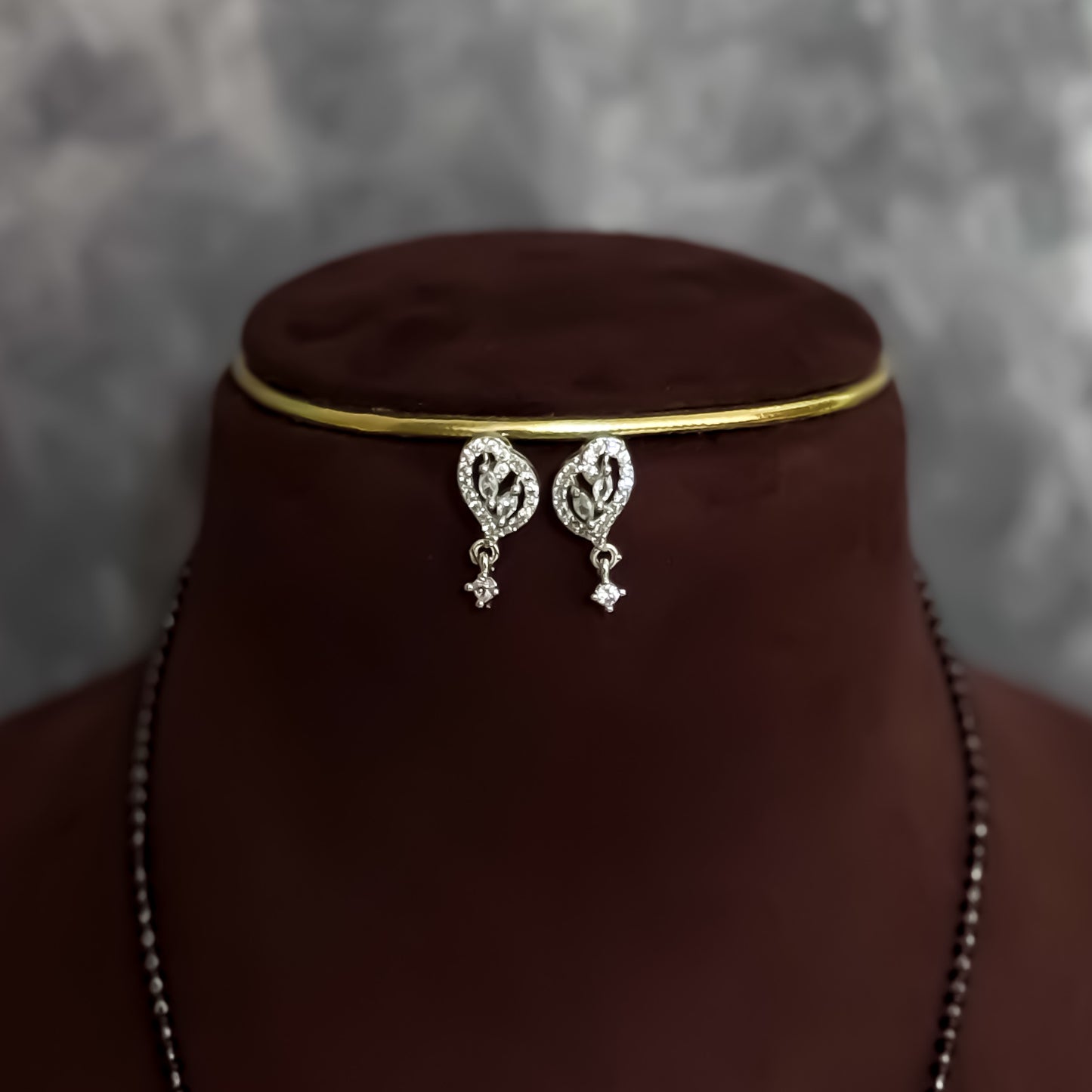 Giana Silver American Diamond Mangalsutra with Earrings