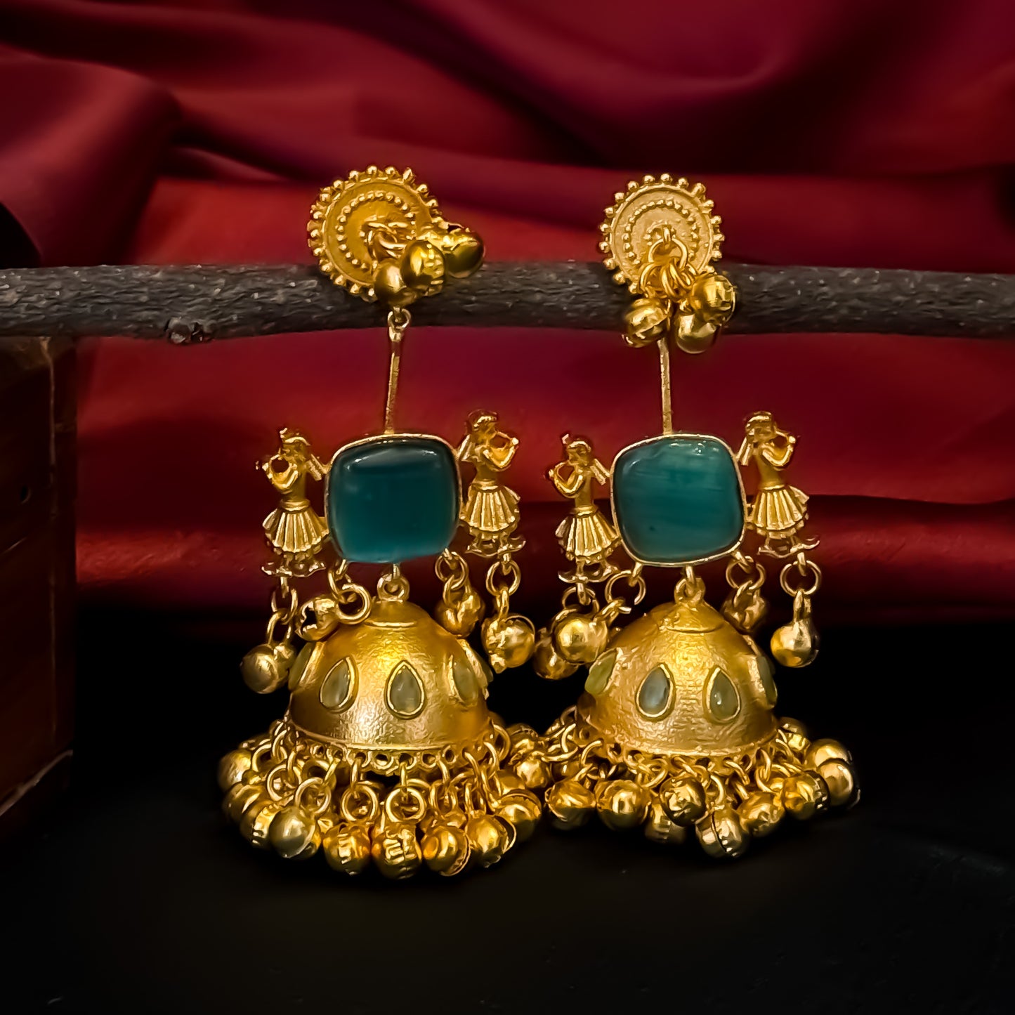Baraat Premium Kashmiri Brass Dejhoor Earrings - Pastel Green