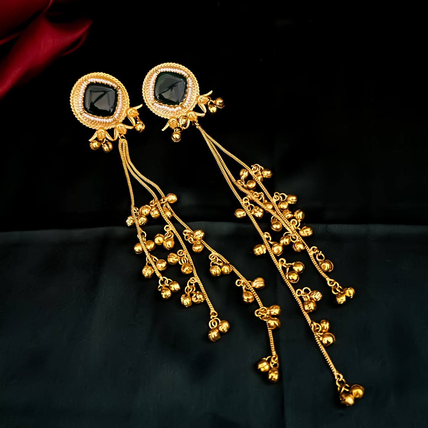 Jigisha Kashmiri Brass Dejhoor Ghungroo Earrings - Green