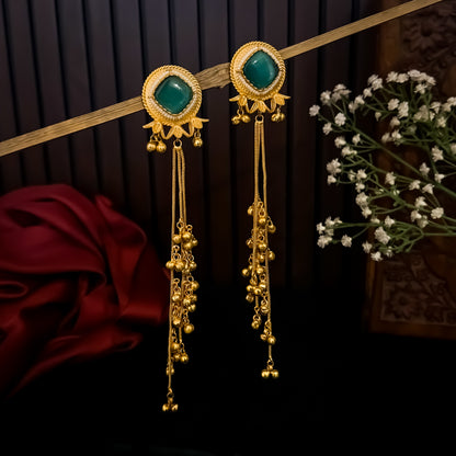 Jigisha Kashmiri Brass Dejhoor Ghungroo Earrings - Pastel Green