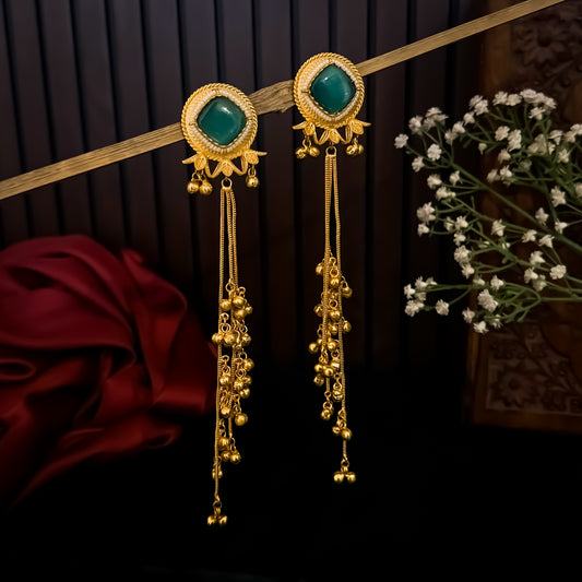Jigisha Kashmiri Brass Dejhoor Ghungroo Earrings - Pastel Green