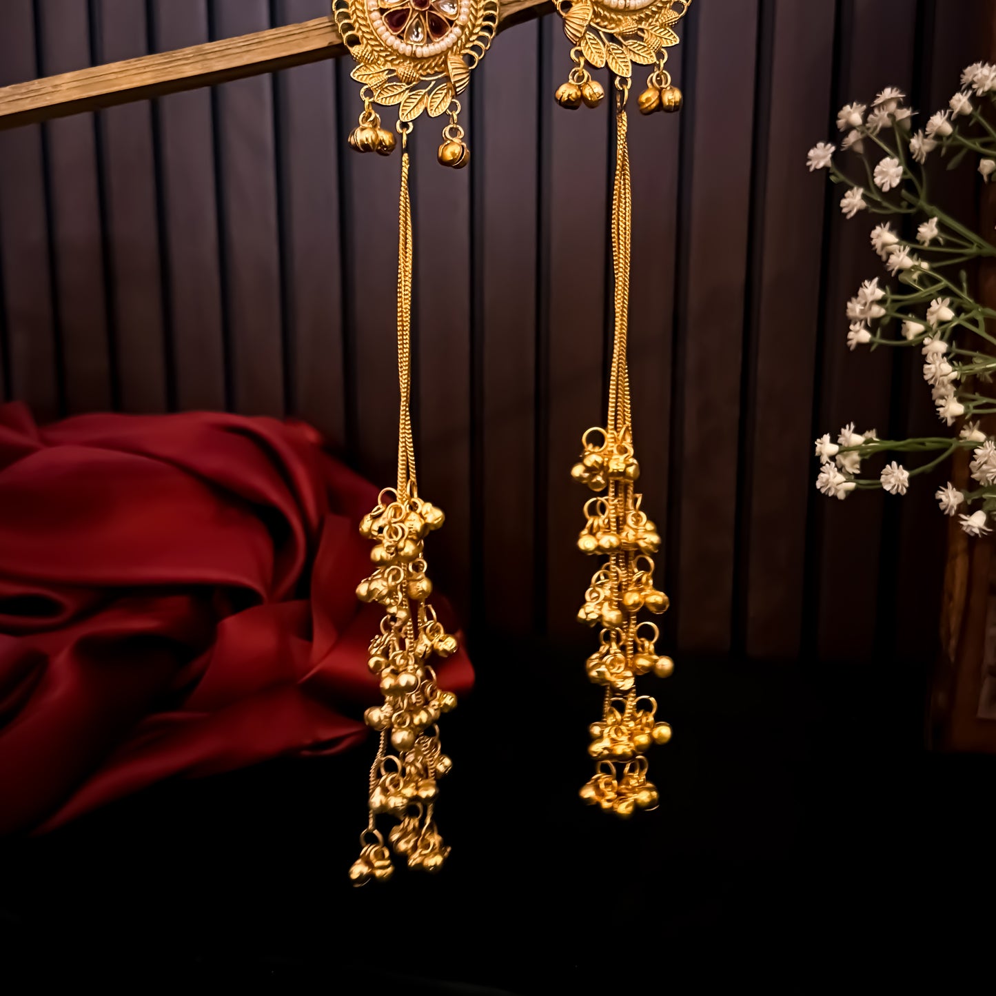 Unnati Premium Kashmiri Brass Dejhoor Ghungroo Earrings - White & Pink