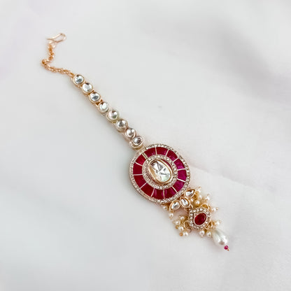 Vartika Kundan Pearl Choker Necklace Set - Pink