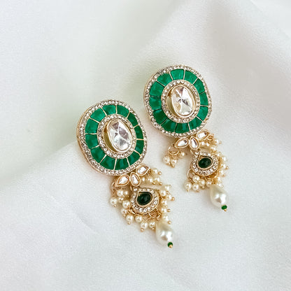 Vartika Kundan Pearl Choker Necklace Set - Green