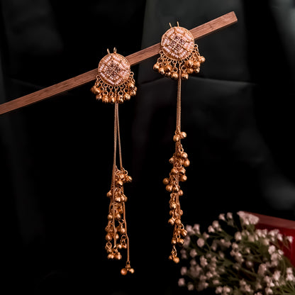 Kishwer Kashmiri Brass Dejhoor Ghungroo Earrings - Golden