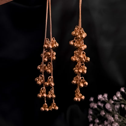 Unnati Premium Kashmiri Brass Dejhoor Ghungroo Earrings - Golden & Green