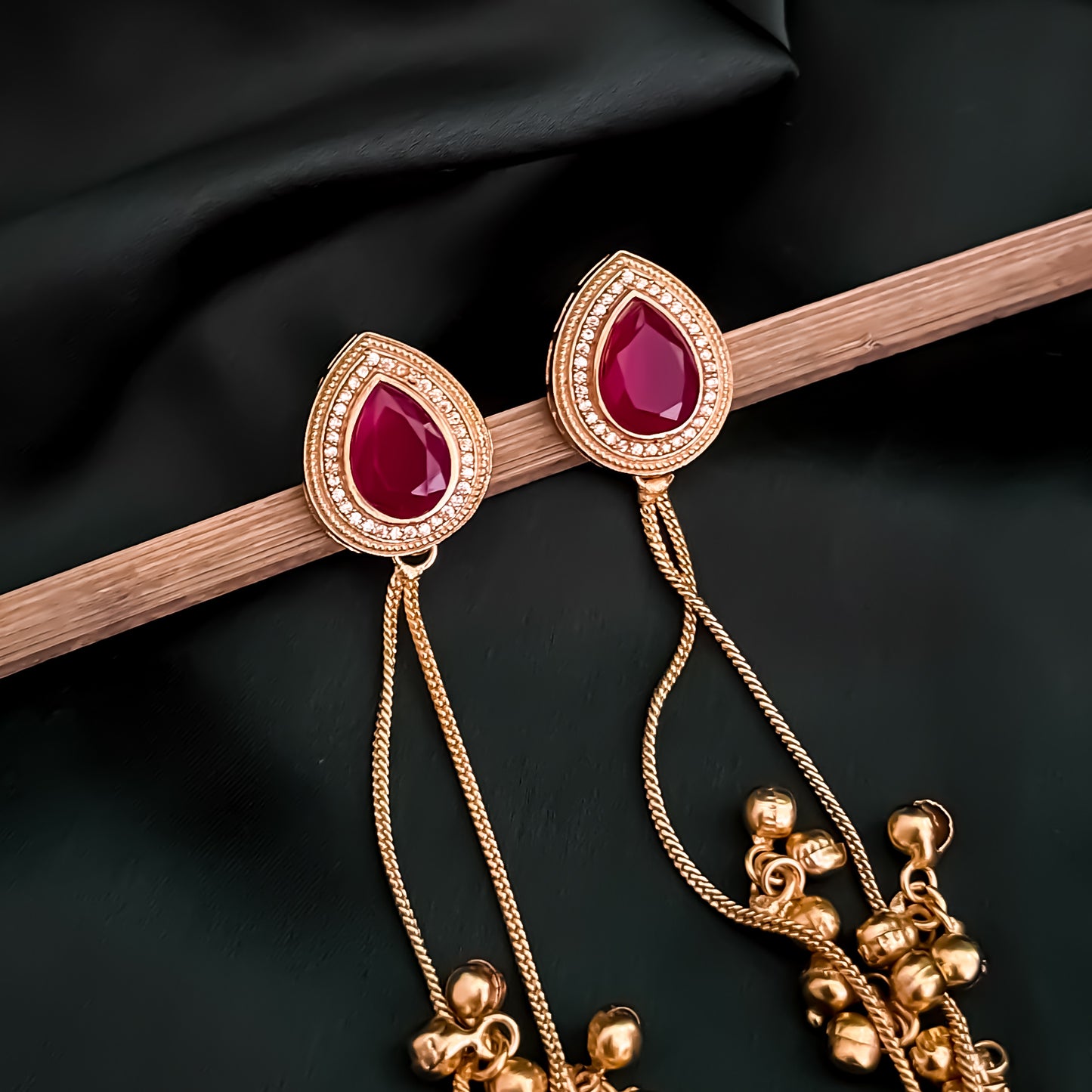 Priyati Kashmiri Brass Dejhoor Ghungroo Jhumka Earrings - Pink