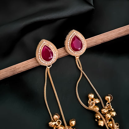 Priyati Kashmiri Brass Dejhoor Ghungroo Jhumka Earrings - Pink