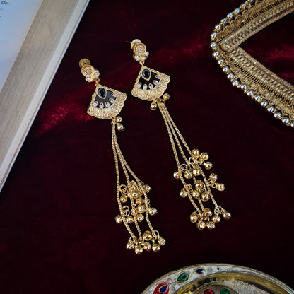 Ritika Kashmiri Brass Ghungroo Earrings - Black